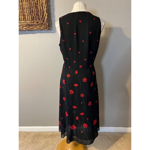 Anne Klein Black and Red Floral Dress - Picture 3 of 11